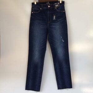 Express Dark Blue Super High Rise ModernStraight Leg Jeans